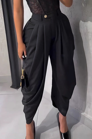 High-Waist Pleated Casual Pants