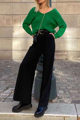High-Waisted Tailored Casual Pants