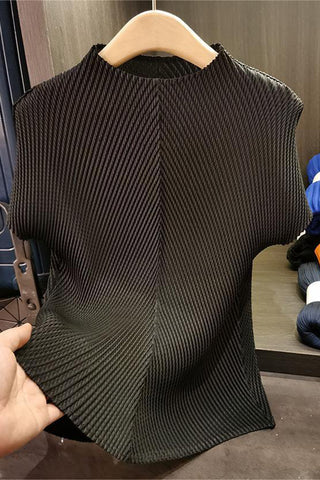 Textured Mock Neck T-Shirt