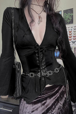 Asymmetrical Ruched Long Sleeve Blouse