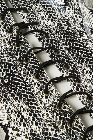 Lace-Up Strapless Snake Print Tank