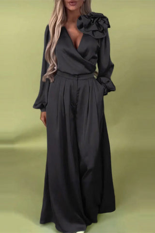 Elegant Ruffle Detail Pants Set