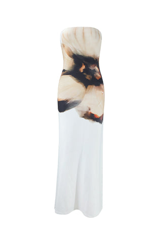 Strapless Floral Casual Dress