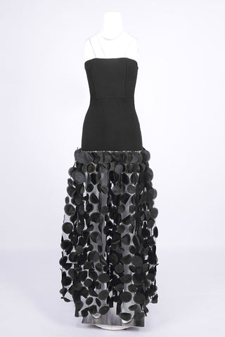 Strapless Evening Gown with Textured Skirt