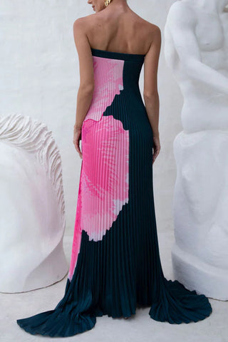 Strapless Maxi Dress with Artistic Pattern