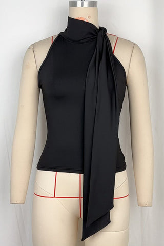 High Neck Tie Detail Tank Top