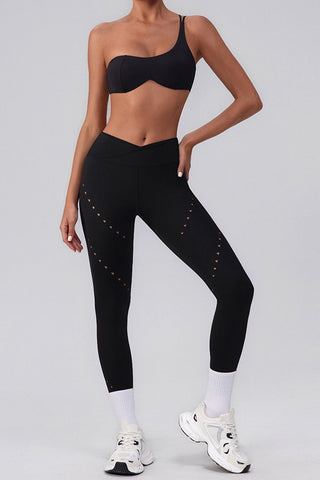 High-Waisted Perforated Casual Leggings