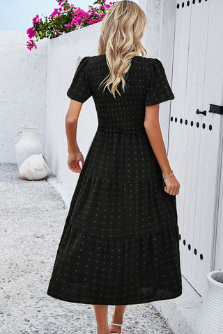 V-Neck Tiered Midi Dress