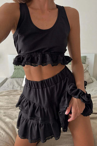 Ruffle Trim Skirt Set