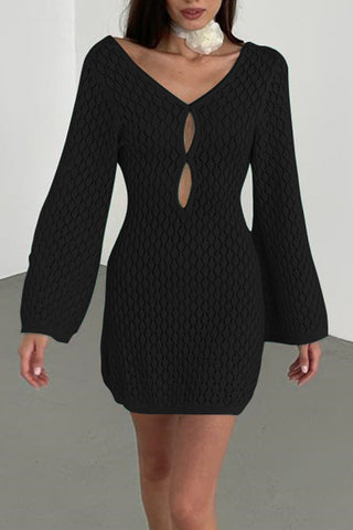 Long Sleeve Textured Mini Dress