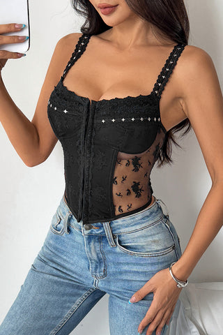 Lace Overlay Corset Tank Top