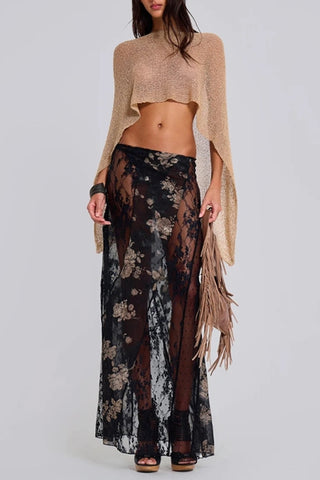 Floral Sheer Maxi Skirt