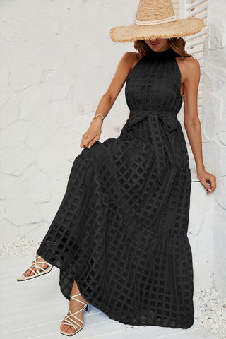 Gingham Halter Maxi Dress