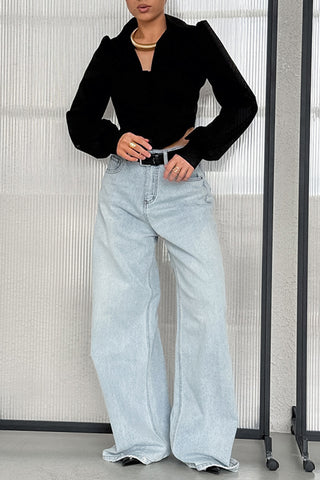 Chic Button-Down Blouse with Structured Design