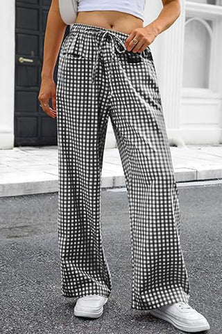 Relaxed Fit Gingham Casual Pants