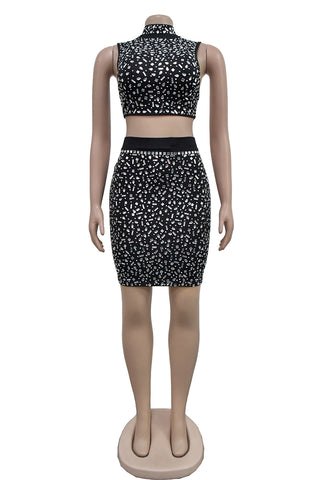 Embellished Sleeveless Mini Skirt Set