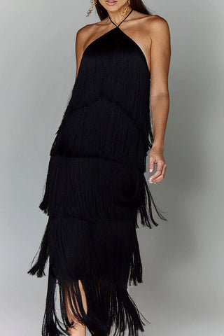 Fringe Halter Night Out Dress
