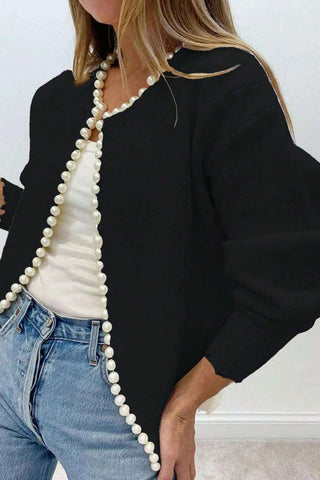 Pearl-Trimmed Edge Cardigan