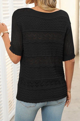 Elegant Knit Short-Sleeve Top