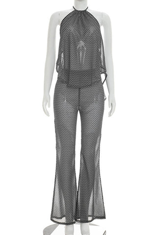 Halter-Style Polka Dot Pants Set