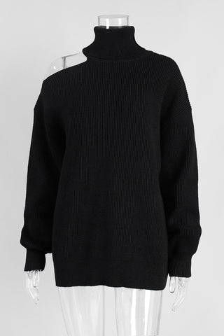 Asymmetric Turtleneck Sweater