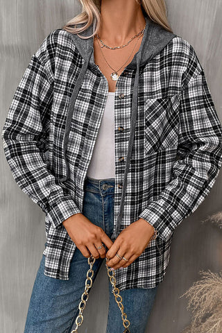 Casual Plaid Hooded Shirt