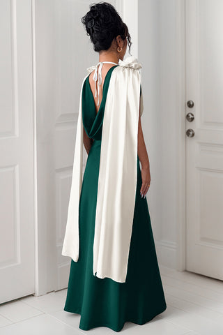 Draped V-Neck Casual Maxi Dress