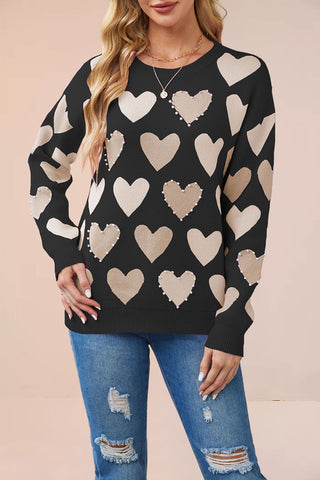 Heart Pattern Knit Sweater