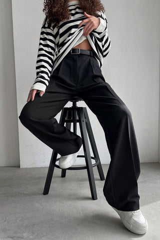 High-Waisted Tailored Casual Pants
