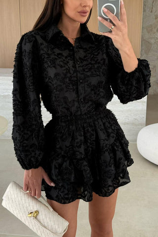 Lace Blouse & Shorts Set