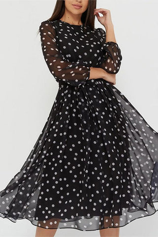 Polka Dot Midi Casual Dress