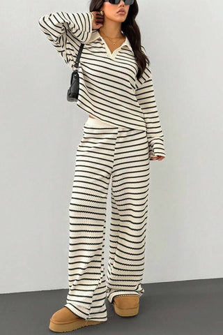 Striped Knit Pants Set with Top