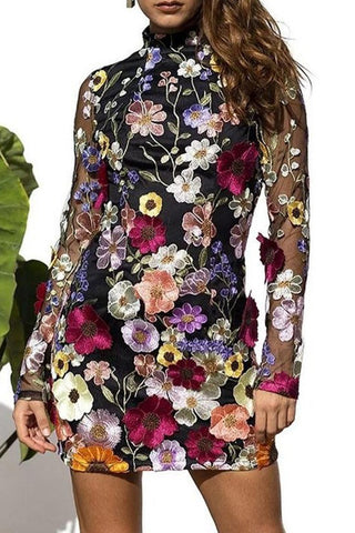 Floral Embroidered Casual Dress