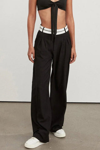 High-Waist Wide-Leg Casual Pants