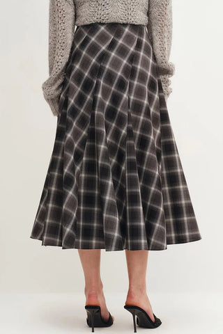 Elegant Check Midi Skirt