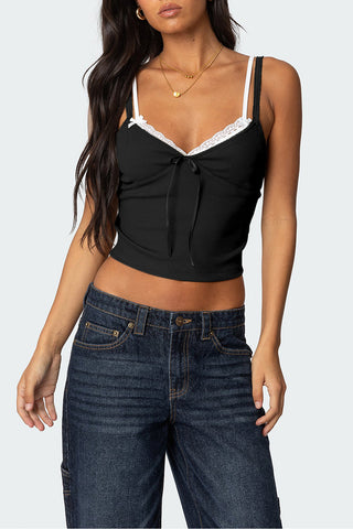 Lace-Trim Bow Accent Camisole