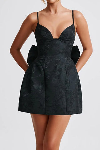 Elegant Bow-Back Evening Mini Dress