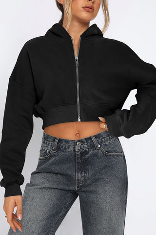 Cropped Zip-Up Hoodie
