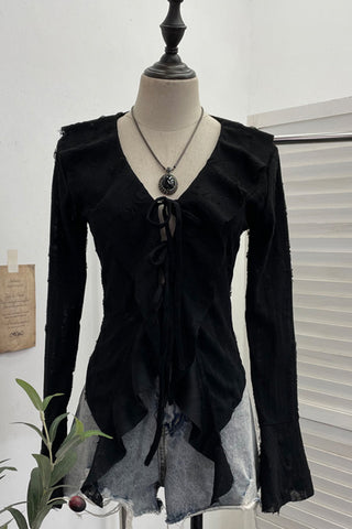 Tie-Front Ruffled Blouse