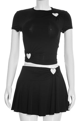 Heart Cutout Skirt Set