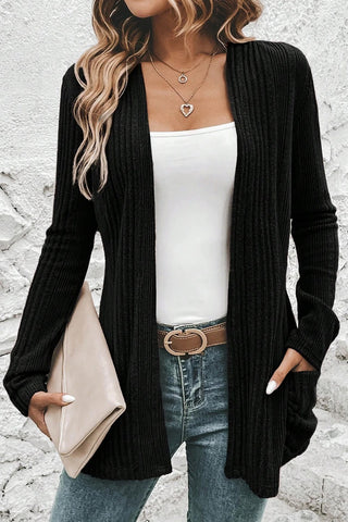 Open Front Knit Top with Pockets