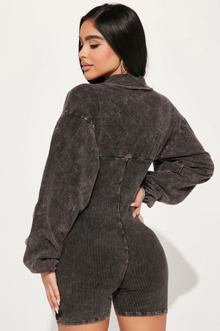 Stylish Denim Romper with Vintage Flair