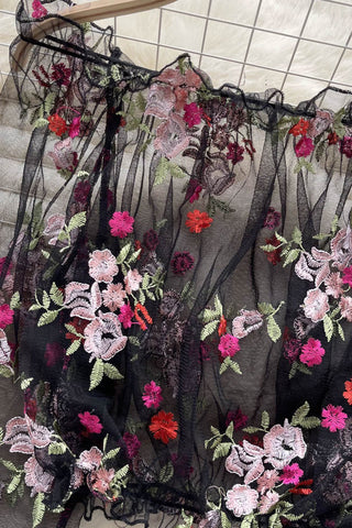 Floral Detail Mesh Blouse