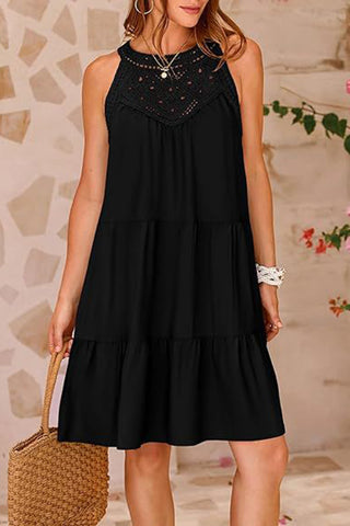 Sleeveless Crochet Trim Casual Dress