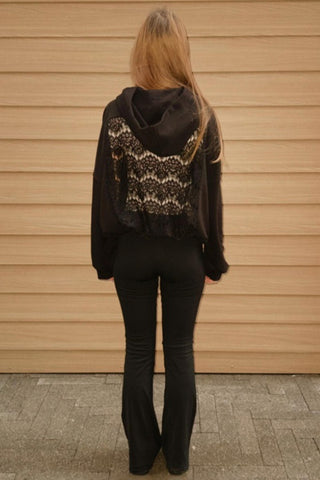 Lace-Back Hoodie Sweatshirt