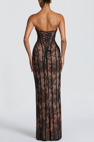 Strapless Sheer Evening Gown