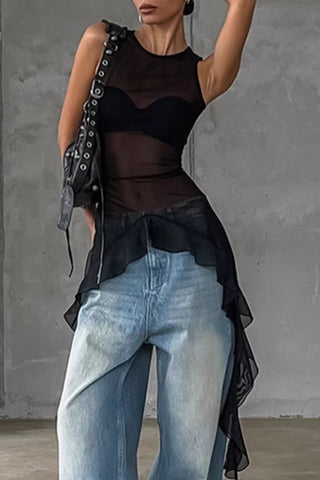 Sheer Layered Sleeveless Blouse