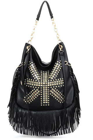Fringe Studded Tote Bag
