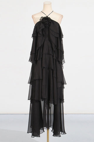 Layered Ruffle Halter Dress