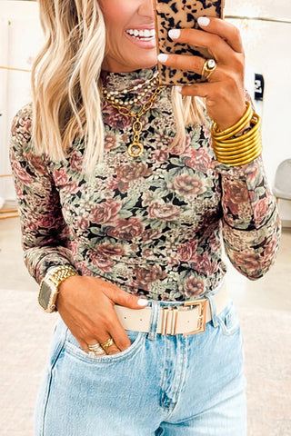 Floral Pattern Long Sleeve T-Shirt